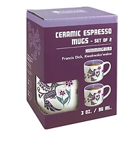 Ceramic Espresso Mugs - Set of 2 - Hummingbird