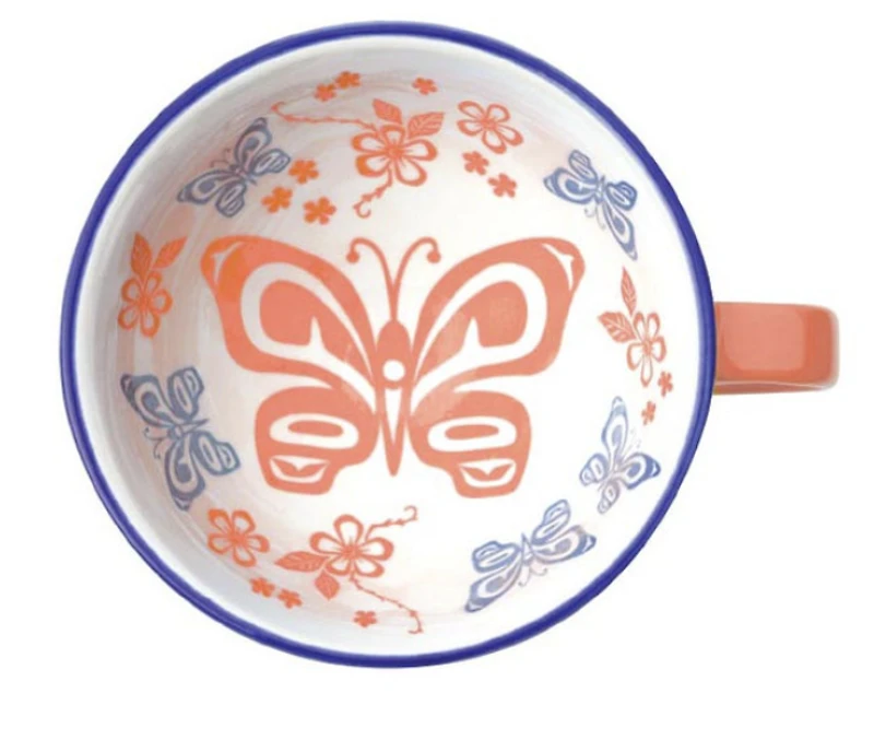 Porcelain Art Mug - Butterfly and Wild Rose