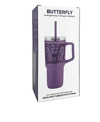 32oz Insulated Tumbler with Straw - Butterfly