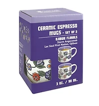 Ceramic Espresso Mugs - Set of 2 (Ojibwe Florals)