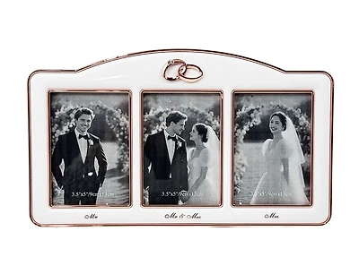 Rose Gold Mr & Mrs Frame w/ Wedding Rings