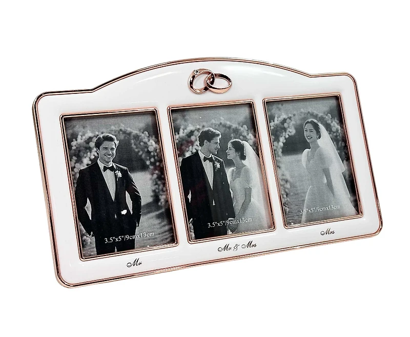 Rose Gold Mr & Mrs Frame w/ Wedding Rings