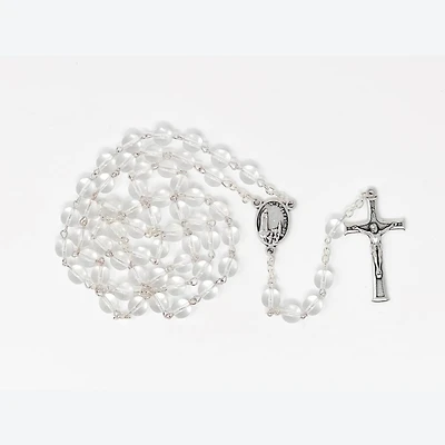 8mm Clear Glass Bead Fatima Rosary Boxed