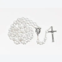 8mm Clear Glass Bead Fatima Rosary Boxed