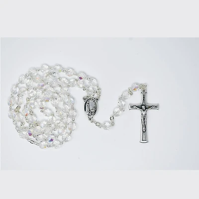 6mm Crystal Bead Fatima Rosary Boxed