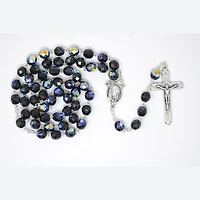 8mm Jet Crystal Bead Fatima Rosary Boxed