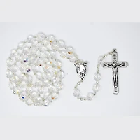 8mm Clear Crystal Bead Fatima Rosary Boxed