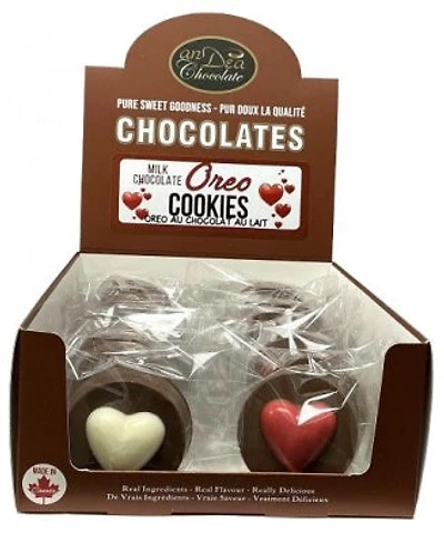 Chocolate Oreo Cookies - Red & White Hearts