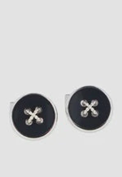 DAVIDOFF Black and Silver Button Cufflinks