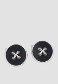 DAVIDOFF Black and Silver Button Cufflinks