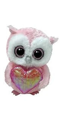 Ty Beanie Whisper Owl w/Heart