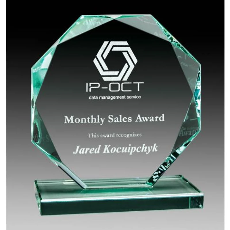 Jade Glass Octagon Award (Engraving Included)