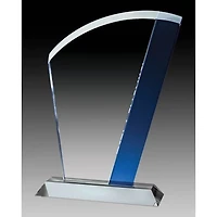 Glass Fan Award with Blue Accent