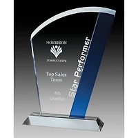 Glass Fan Award with Blue Accent