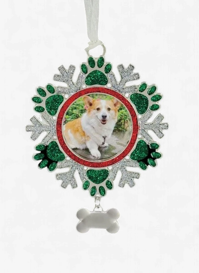 Pawprint Snowflake Photo Frame Ornament
