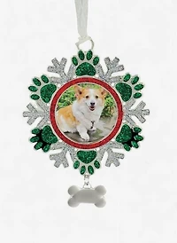 Pawprint Snowflake Photo Frame Ornament