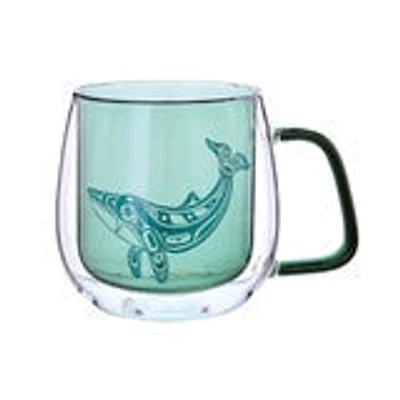 Double Walled Coloured Glass Mug - Humpback Whale