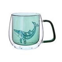 Double Walled Coloured Glass Mug - Humpback Whale