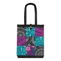 Patchwork Fashion Tote (Teal/Black/Purple)