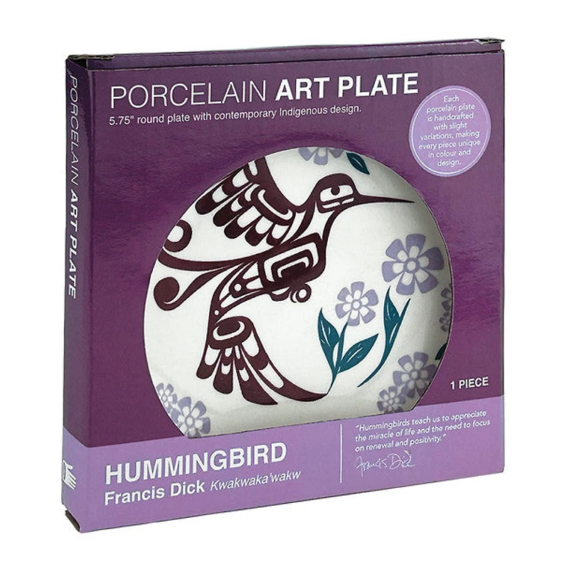 Porcelain Art Plate - Hummingbird (Purple
