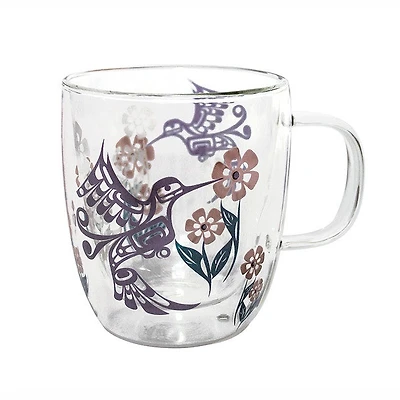 Double Walled Glass Mug- Hummingbird