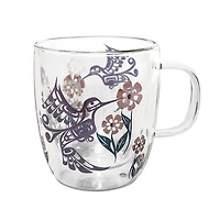 Double Walled Glass Mug- Hummingbird