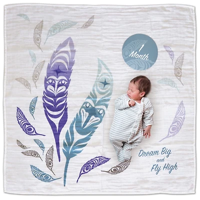 Baby Blanket and Milestone Sets - Feathers