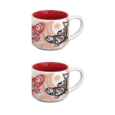 Ceramic Espresso Mugs (Set of 2) - Salmon