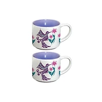 Ceramic Espresso Mugs - Set of 2 - Hummingbird