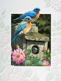 Garden Bluebirds Greeting Card