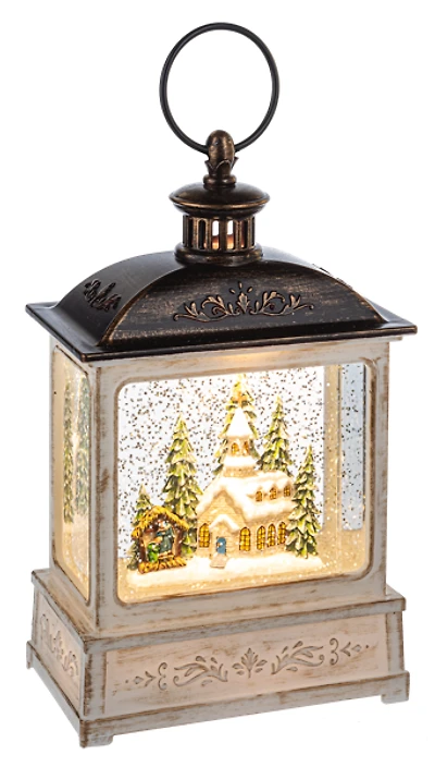 LED Light Up Shimmer Church Scene Lantern