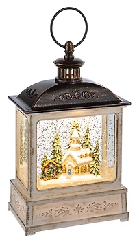 LED Light Up Shimmer Church Scene Lantern
