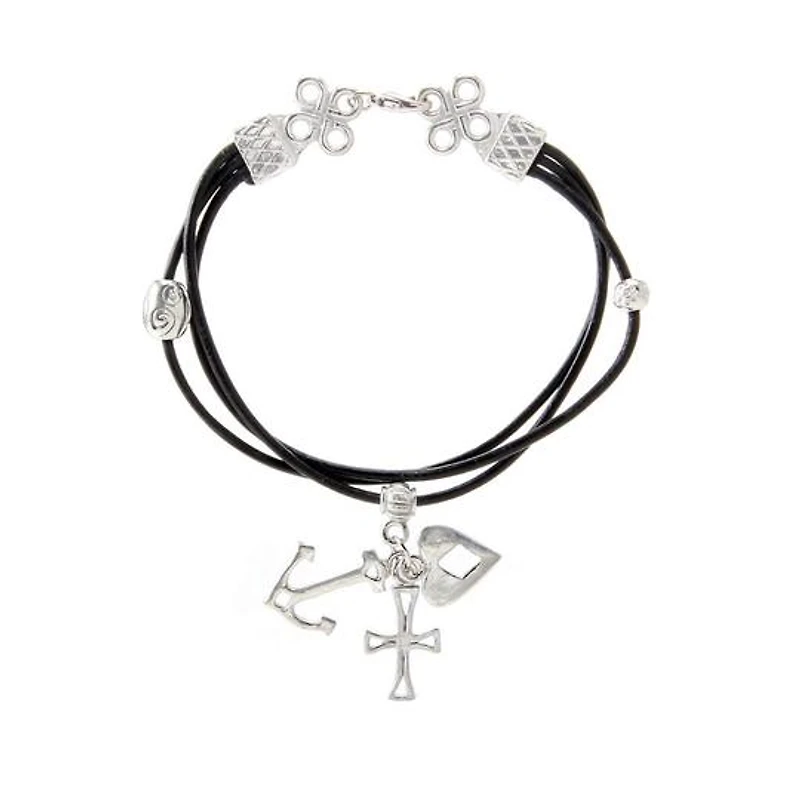 Faith, Hope, Love Bracelet with Leather