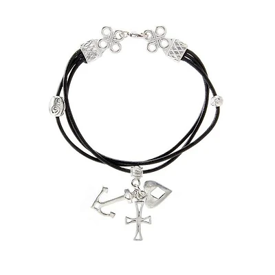 Faith, Hope, Love Bracelet with Leather