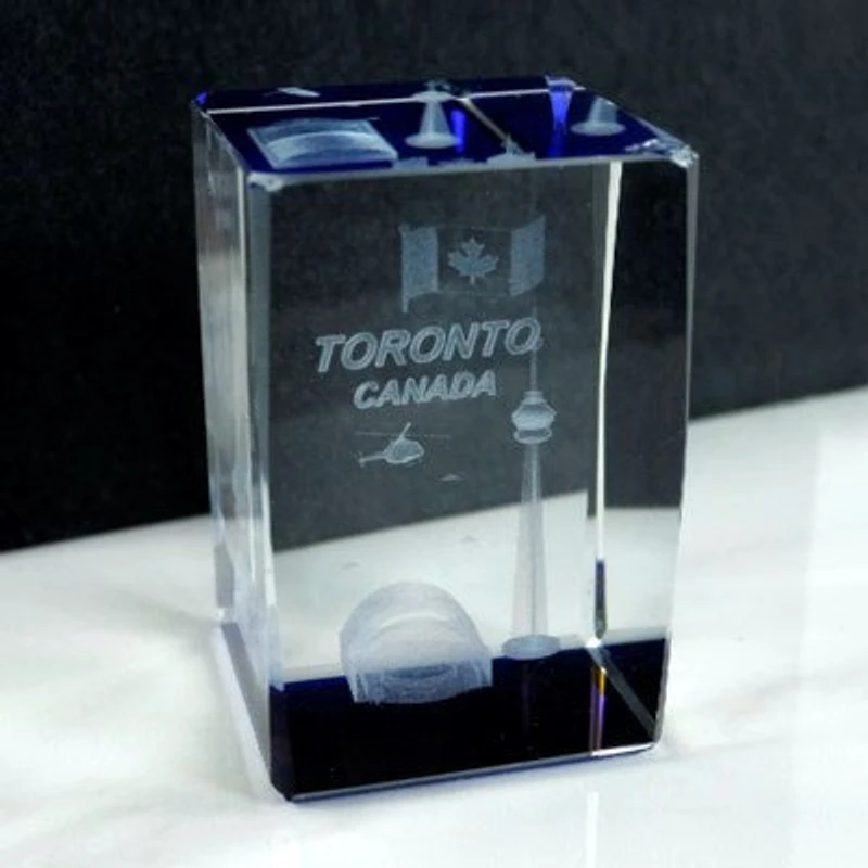 Crystal Block - Blue Toronto CN Tower - 5x5x12cm