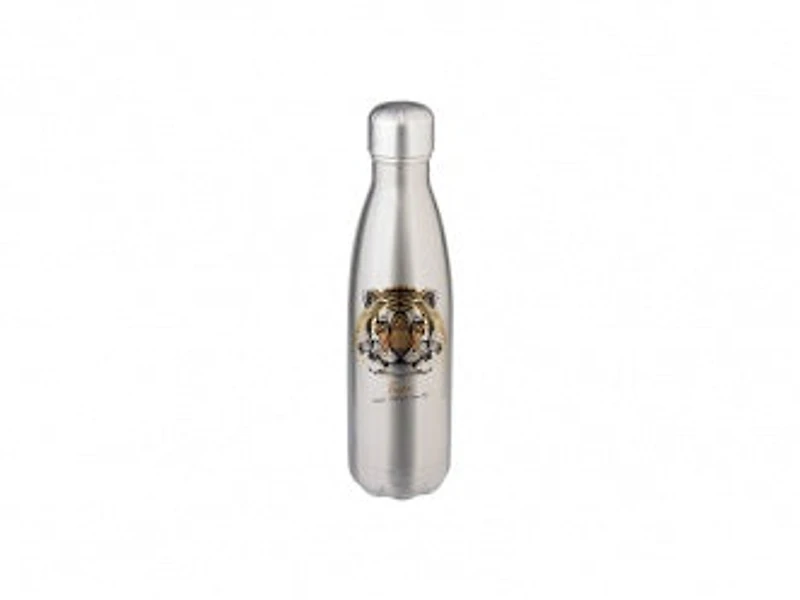 Customizable 17oz Stainless Steel Cola Shaped Bottle (Silver)