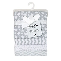 4 Pack Star Necessities Receiving Blankets (Grey)