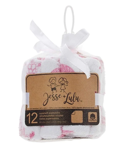 Jesse + Lulu 12-Pack Argyle Theme Washcloth: Pink