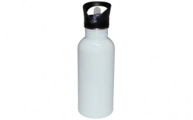 Customizable 600ml Stainless Steel Water Bottle Straw Top - White