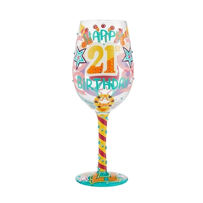 "Happy 21st Birthday" Wine Glass
