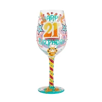 "Happy 21st Birthday" Wine Glass