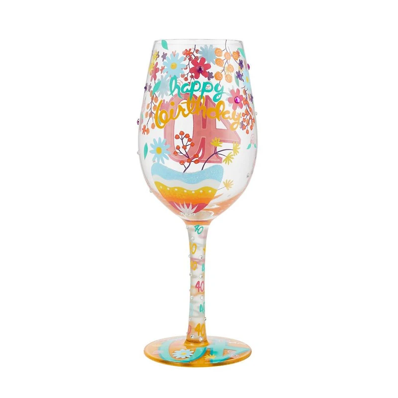 "Happy 40th Birthday" Wine Glass