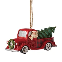 Jim Shore HG Santa Plaid Red Truck Orn