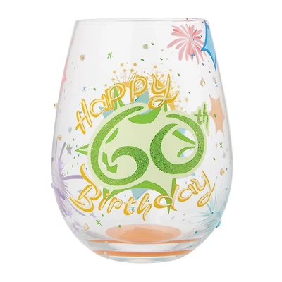 Happy 60th Stemless Wine Glass