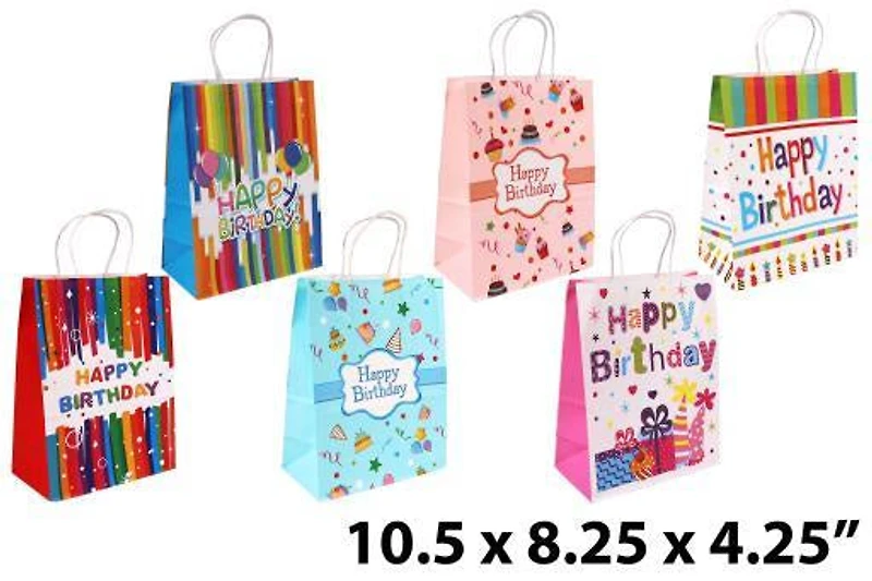 Large Printed Happy Birthday Kraft Bag