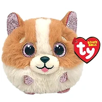 TY Plushie-Tanner Brown and White Dog Beanie Balls