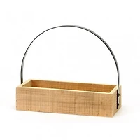 RECLAIMED WOOD TRAY WITH TALL METAL HANDLE