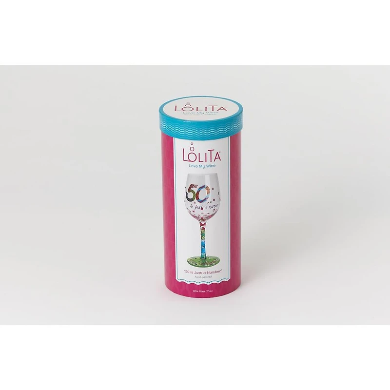 "50 is Just a Number" Wine Glass