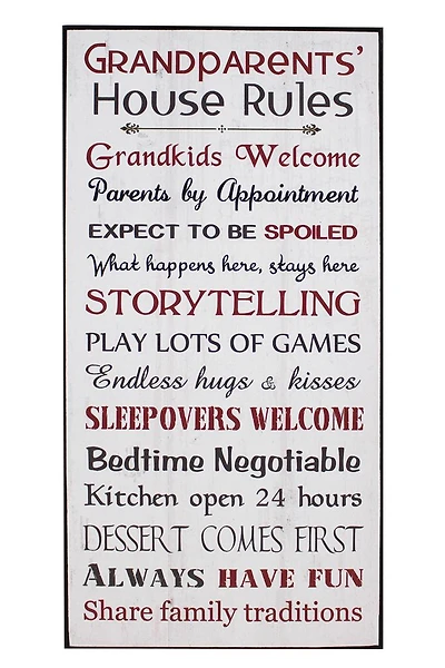 Rules at Grandparents house Sign