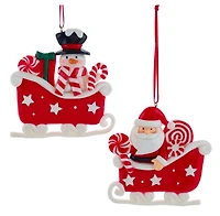 SANTA/SNOWMEN SLEIGH ORNAMENT